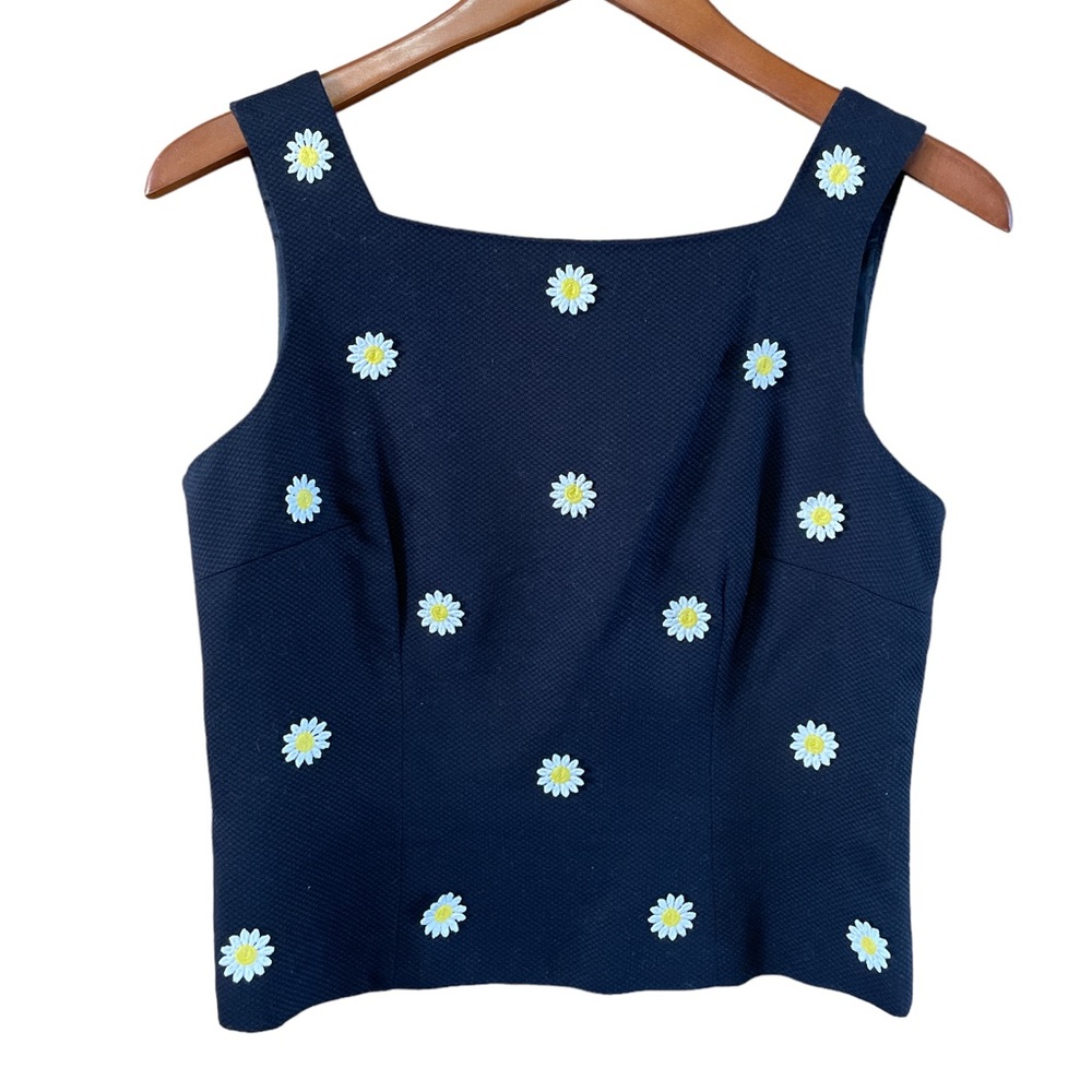 Laundry By Shelli Segal Navy Blue Floral Top